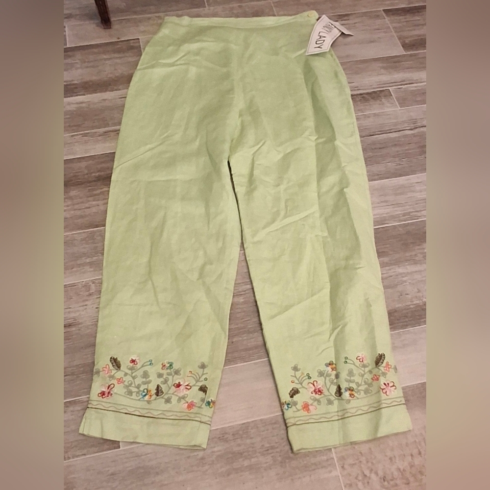 Fancy Lady green embroidered pants size 11/12